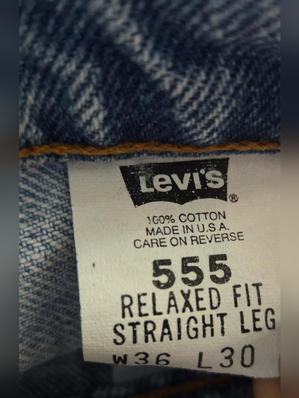 Vintage 1996 Levis 555 Men Blue Jeans Batwing Red Tab Made In The USA 36x30 - Picture 8 of 10